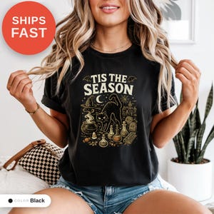T-shirt vintage Halloween Comfort Colors, C'est la saison, Cadeau pour sœur, Imprimé humoristique original, Vêtement décontracté en coton, T-shirt cadeau d'anniversaire image 9