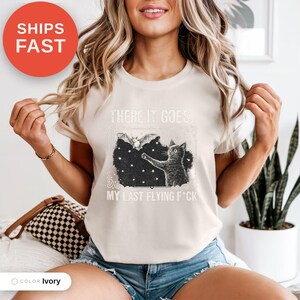 Skeleton Bat Cat Graphic Tee, Spooky Season Humor Print (Comfort Colors) image 9