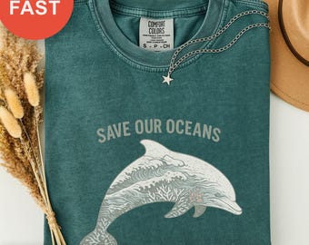 Camiseta Salvemos Nuestros Océanos, Camiseta Marca la Diferencia, Top Conservación de Delfines, Gráfico Vintage del Océano, Camiseta Defensor de la Vida Marina, Diseño de Arrecifes de Coral
