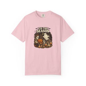 Vintage Halloween Comfort Colors Shirt, Tis the Season, Pumpkin Witch Graphic Tee, Women's Shirt, Skeleton Png, Novelty Humor Print image 3
