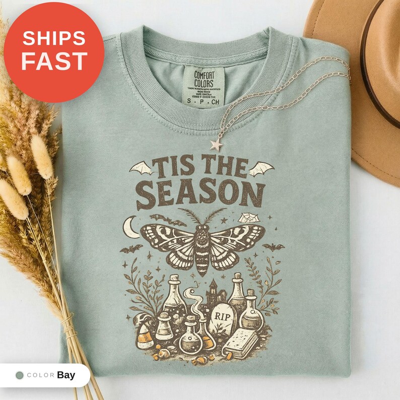 Camiseta vintage de Halloween con colores cómodos, Es la temporada, Camiseta preparándose, Camiseta de mujer, Esqueleto PNG, Estampado humorístico novedoso, Camiseta gráfica imagen 2