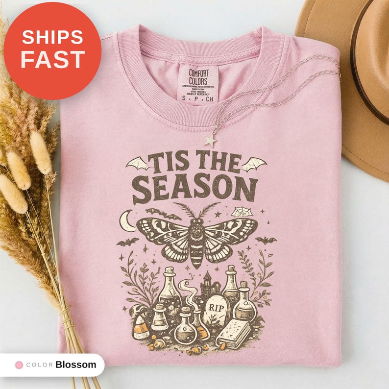 Camiseta vintage de Halloween con colores cómodos, Es la temporada, Camiseta preparándose, Camiseta de mujer, Esqueleto PNG, Estampado humorístico novedoso, Camiseta gráfica imagen 3