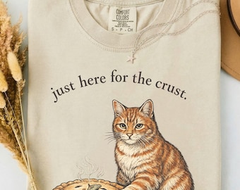 Camiseta Comfort Colors Kitty Biscuits, Solo aquí por la corteza, Regalo para hermana, Camiseta de temporada de Halloween, Ropa casual de algodón, Camiseta de repostería vintage