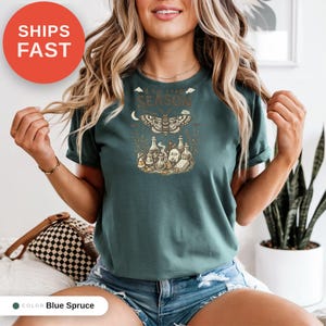 Camiseta vintage de Halloween con colores cómodos, Es la temporada, Camiseta preparándose, Camiseta de mujer, Esqueleto PNG, Estampado humorístico novedoso, Camiseta gráfica imagen 9