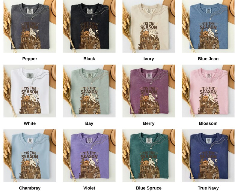 Vintage Halloween Comfort Colors Shirt, Tis the Season, Women's Shirt, Skeleton Png, Novelty Humor Print, Cotton Casual Wear, Gift for Women image 5