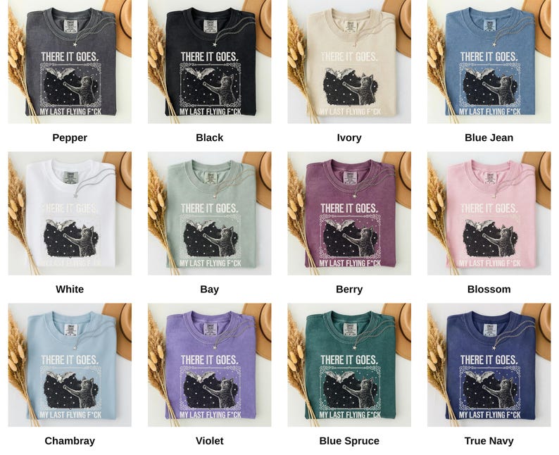 Skeleton Bat Cat Graphic Tee, Spooky Season Humor Print (Comfort Colors) image 5