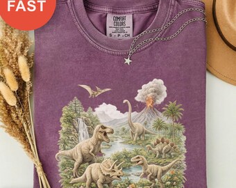 Camiseta Dino Discovery, Camiseta Retro Dinosaurio, Top Naturaleza Prehistórica, Camiseta Gráfica Vintage, Colores Cómodos, Regalo para Niños, Camiseta de Animales