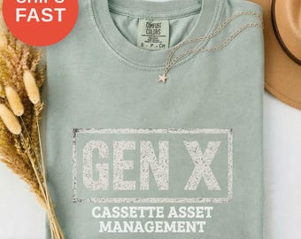 ジェネレーションXシャツ、カセット資産管理、テープコレクターギフト、90年代オフィスユーモアTシャツ、コットンカジュアルウェア、コンフォートカラーズTシャツ、メッセージプリント