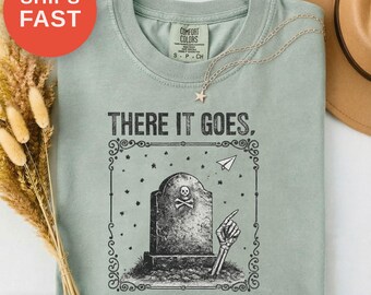 墓石シャツ、俺の最後の飛行Fckが行く、面白い墓地Tシャツ、ゴシック墓地トップス、不気味なユーモアギフト、お化け屋敷シャツ