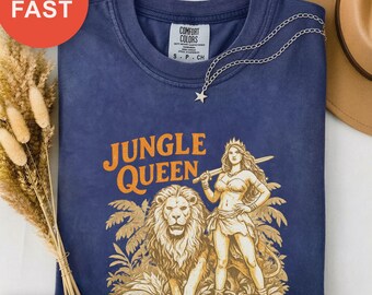 Fierce Queen of the Jungle Shirt, Bold Animal Print Tee, Women's Empowerment Top, Statement Shirt, Fashion Forward Top, Eye-catching Design