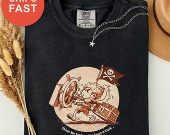面白い海賊シャツ、Shiver Me Timbers、It’s Snack O’clock、コンフォートカラーズTシャツ、ノベルティユーモアプリント、漫画ヴィンテージ、アニメストリートウェア