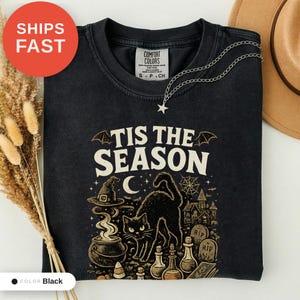 T-shirt vintage Halloween Comfort Colors, C'est la saison, Cadeau pour sœur, Imprimé humoristique original, Vêtement décontracté en coton, T-shirt cadeau d'anniversaire image 1