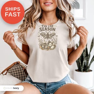 Camiseta vintage de Halloween con colores cómodos, Es la temporada, Camiseta preparándose, Camiseta de mujer, Esqueleto PNG, Estampado humorístico novedoso, Camiseta gráfica imagen 8