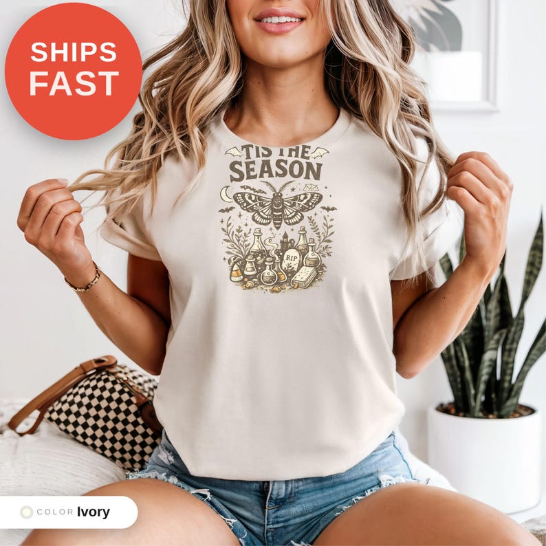 Camiseta vintage de Halloween con colores cómodos, Es la temporada, Camiseta preparándose, Camiseta de mujer, Esqueleto PNG, Estampado humorístico novedoso, Camiseta gráfica imagen 8