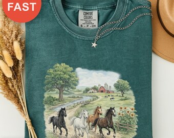 Galloping Grace Shirt, Rustic Farm Graphic, Nature Inspired Tee, Horse Lover Gift, Comfort Colors Top, Rural Lifestyle Tee, Ranch Life Shirt