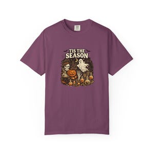 Vintage Halloween Comfort Colors Shirt, Tis the Season, Pumpkin Witch Graphic Tee, Women's Shirt, Skeleton Png, Novelty Humor Print image 13