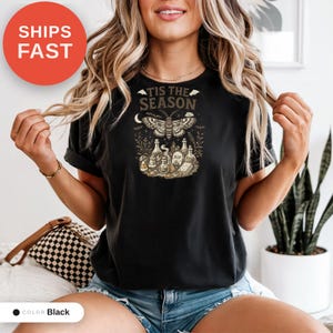 Camiseta vintage de Halloween con colores cómodos, Es la temporada, Camiseta preparándose, Camiseta de mujer, Esqueleto PNG, Estampado humorístico novedoso, Camiseta gráfica imagen 6