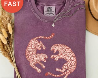 None Optional Secondary Text Not Present. Shirt, Vintage Animal Tee, Retro Wildlife Gift, Safari Style Top, Big Cat Graphic Tee