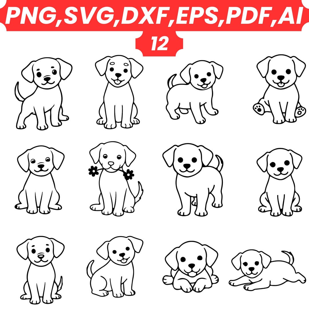 Puppy SVG Bundle | 12 Dog Designs, Clipart PNG (digital Download) - Etsy
