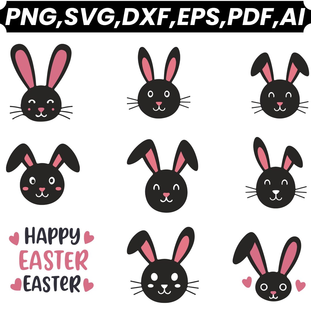 Easter Bunny SVG Bundle, Kawaii Rabbit Clipart (digital Download) - Etsy