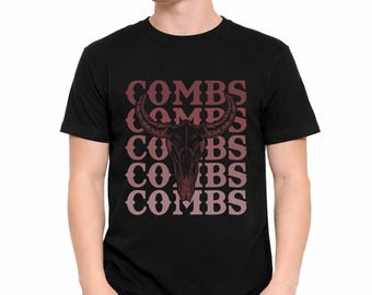 Combs Bull Skull Graphic Tee, Vintage Western Cowboy Shirt, Country Music Fan Concert Apparel