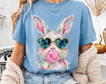 Coquette Easter Bunny Shirt, Comfort Colors®, Retro Bunny Sunglasses Tee