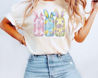Easter Bunny Soda Can Shirt, Pastel Spring Graphic Tee, Soda Lover Apparel