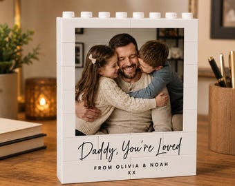 Custom Father’s Day Gift From Kids, Personalized Daddy You’Re Loved Photo Building Block, Dad Photo Keepsake Gift, Daddy And Me Gift
