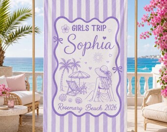 Toalla de playa personalizada para viaje de cumpleaños, Toalla de playa personalizada para cumpleaños, 30 cumpleaños, Toalla para viaje de cumpleaños, Idea de regalo para vacaciones/cumpleaños