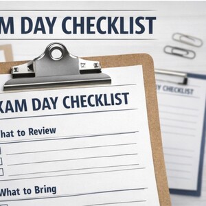 Lista de verificação para o dia da prova (imprimível), Planejador para o dia da prova para estudantes, Folha de preparação para provas para alunos com TDAH, Lista de verificação para provas escolares em PDF, Organizador de estudos