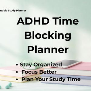 ADHD Student Time Blocking Planner, Study Schedule Organizer (PDF Download)