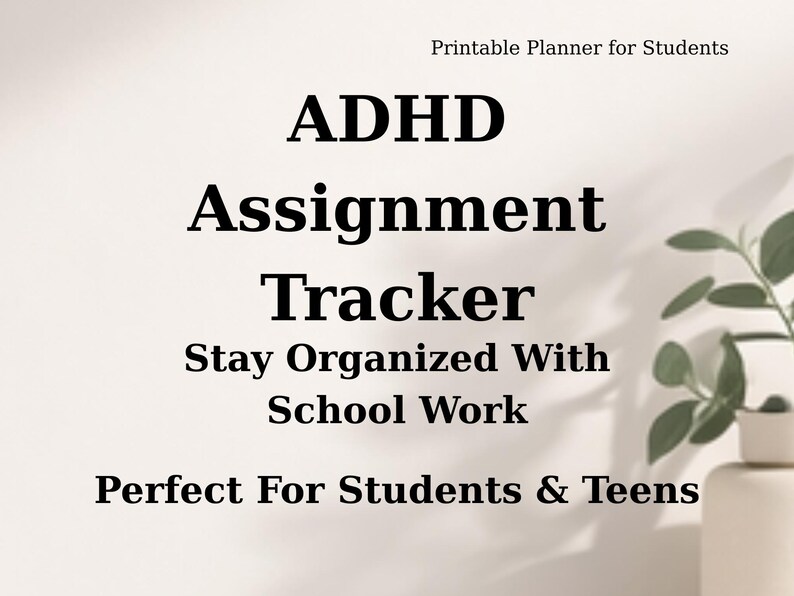 ADHD Assignment Tracker Printable | Student Homework Planner (PDF) - Etsy