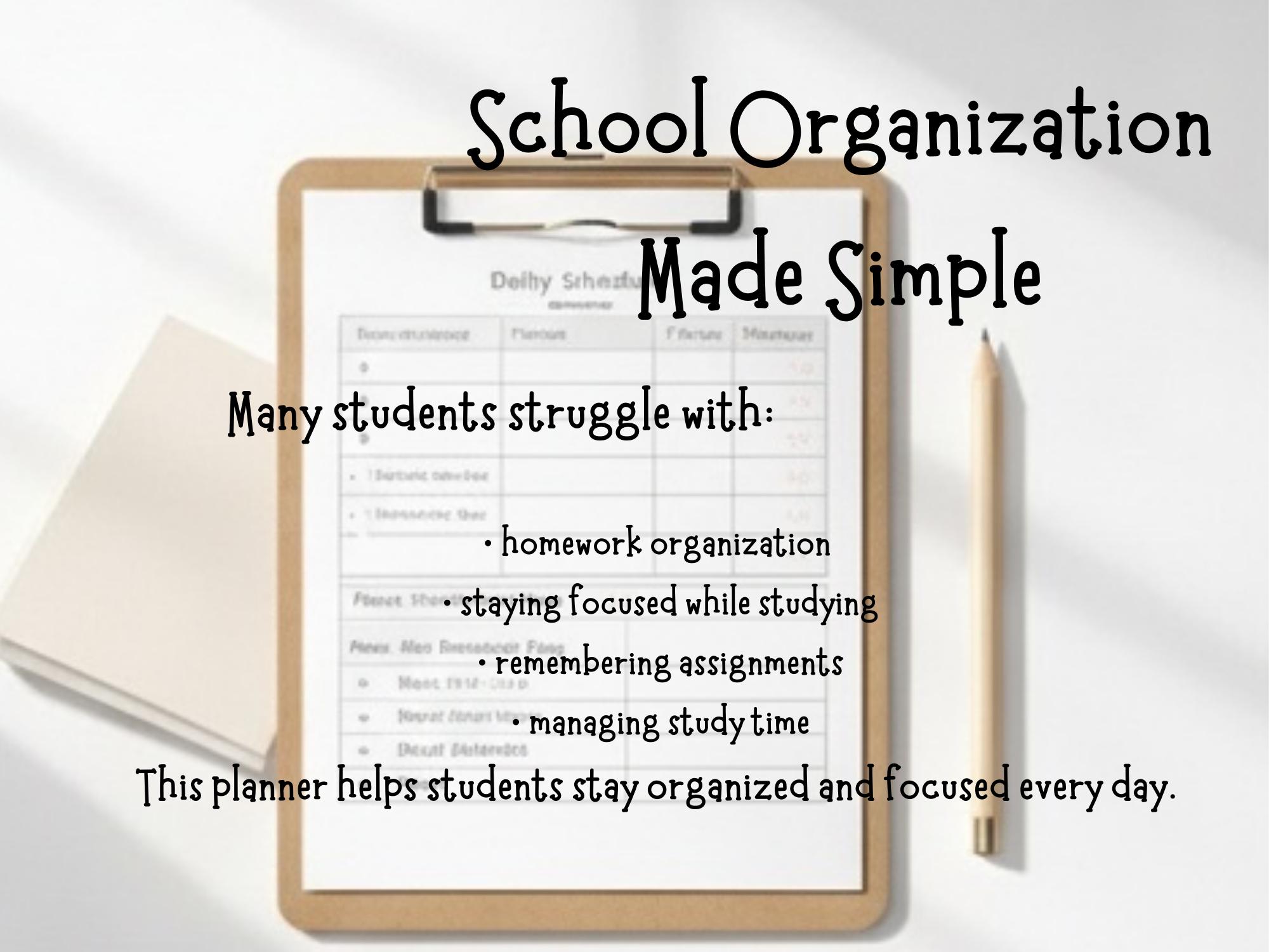 ADHD High School Daily Planner | Printable Study Organizer for Teens ...