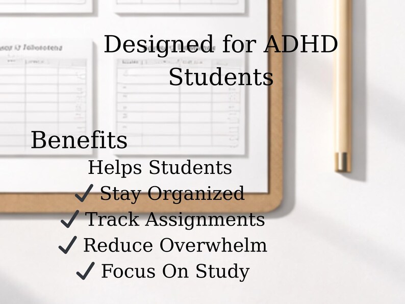 ADHD Assignment Tracker Printable | Student Homework Planner (PDF) - Etsy