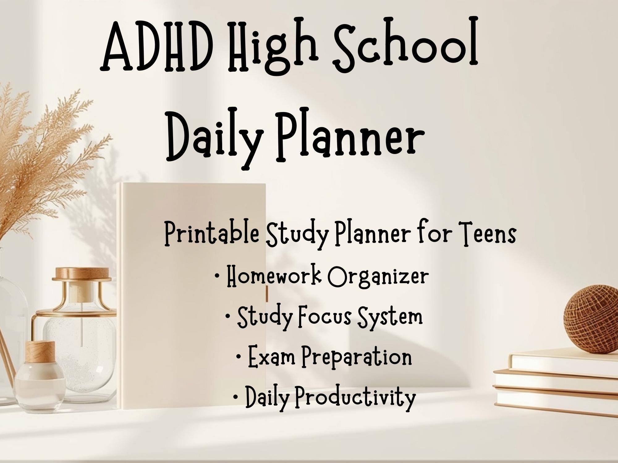 ADHD High School Daily Planner | Printable Study Organizer for Teens ...