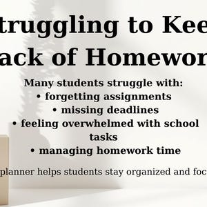 ADHD Homework Tracker Printable | Student Assignment Organizer (PDF ...