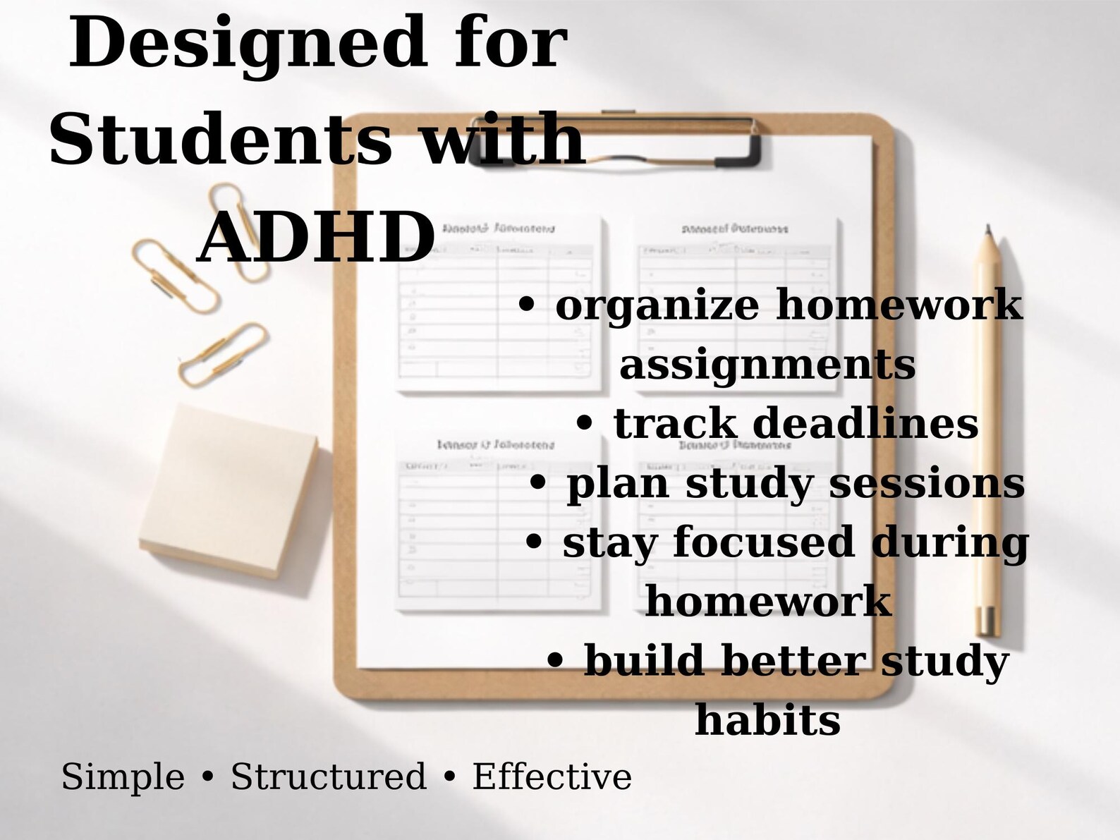 ADHD Homework Tracker Printable | Student Assignment Organizer (PDF ...