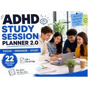 ADHD Study Session Planner 2.0 | Student Focus | Printable PDF | Exam Organizer