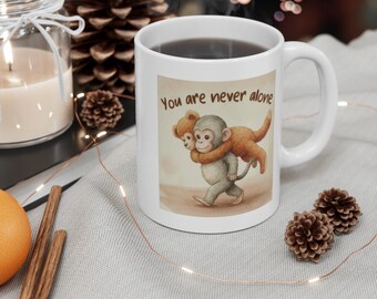 Kubek z małpką, wirusowy kubek z memem o małpce, modny wzór z małpką, uroczy kubek z memem, prezent dla miłośnika małpek