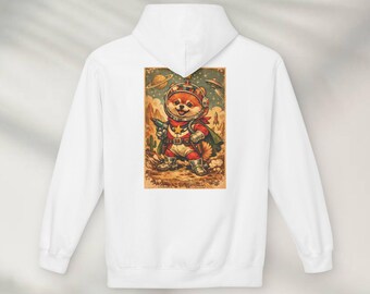 Bluza z kapturem retro szpica UFO, uroczy kaptur z nadrukiem psa w kosmosie, estetyczny kaptur z kapturem vintage astronauta, zabawny prezent dla pompona