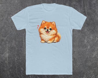 Urocza koszulka z pomeranianem dla miłośników psów, puszysta koszulka z szczeniaczkiem, kawaii koszulka z pomponem, prezent dla właściciela pomeraniana