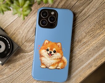 Urocze etui na telefon z pomeranianem dla miłośników psów, puszyste, estetyczne etui z motywem szczeniaka, pomysł na prezent z pomponem kawaii