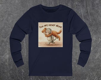 Koszulka z długim rękawem Punch Monkey, wirusowa koszulka z memem o małpce, modny wzór z małpką, słodka koszulka z memem, prezent dla miłośnika małpek