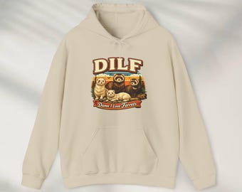 Bluza z kapturem "Damn I Love Ferrets", koszulka z memem "Fret", sweter unisex w stylu vintage, nieodpowiedni, zabawny prezent, bluza z kapturem z memem "Generation Z"