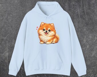 Uroczy kaptur z pomeranianem dla miłośników psów, puszysty sweterek z motywem szczeniaka, bluza z pomponami w stylu kawaii, prezent dla właściciela pomeraniana
