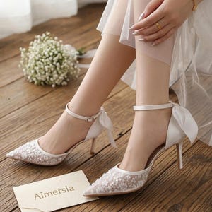 Tacones De Aguja Para Mujer – Sandalias De Satén Con Pedrería, Punta Cerrada Y Correa Al Tobillo
