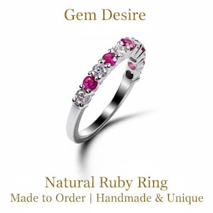Natürlicher Rubin Jahrestag Ring, Sterlingsilber, Juli Birthstone Geschenk
