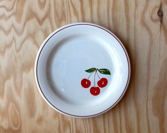 Ensemble de 6 assiettes à dessert motif cerise | pépite vintage | années 80-90