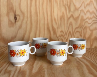 Lot de deux tasses à café décor fleurs porcelaine Winterling | pépite vintage | années 70