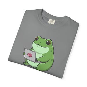 Söt bioinformatik groda laptop VINTAGE T-shirt, programmering datavetenskap skjorta, kodare gåva, data scientist, STEM doktorand tee